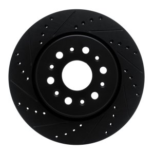 Buick Enclave Brake Rotor (1) - Rear Left - R1 Concepts - Drilled & Slotted - Black - `17-`25